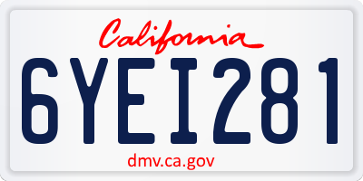 CA license plate 6YEI281
