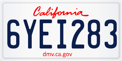 CA license plate 6YEI283