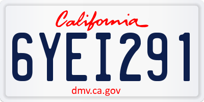 CA license plate 6YEI291