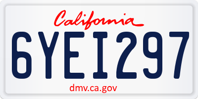 CA license plate 6YEI297