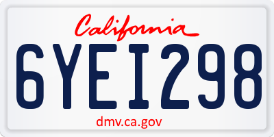 CA license plate 6YEI298