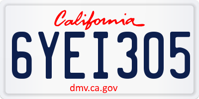 CA license plate 6YEI305