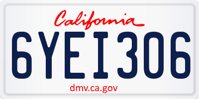 CA license plate 6YEI306