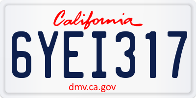 CA license plate 6YEI317