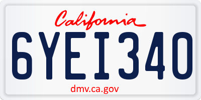CA license plate 6YEI340
