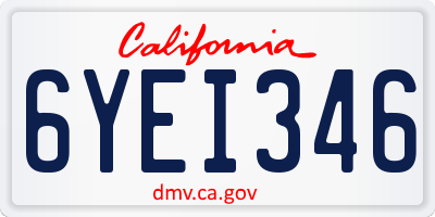 CA license plate 6YEI346