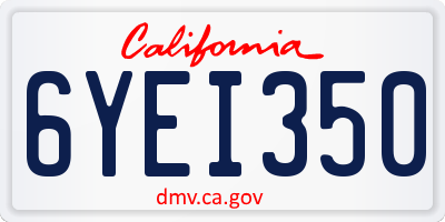 CA license plate 6YEI350