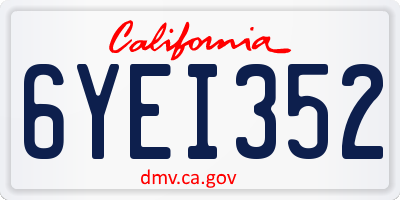 CA license plate 6YEI352