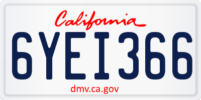 CA license plate 6YEI366