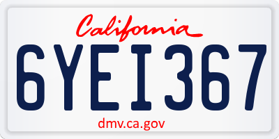 CA license plate 6YEI367