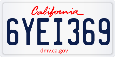 CA license plate 6YEI369