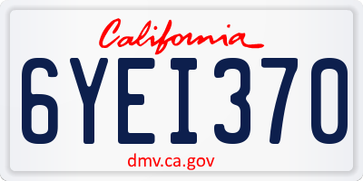 CA license plate 6YEI370