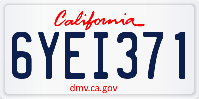 CA license plate 6YEI371