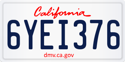 CA license plate 6YEI376