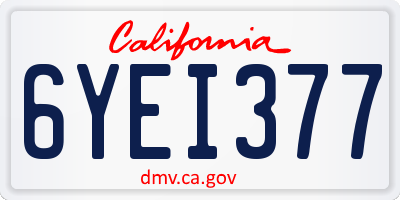 CA license plate 6YEI377
