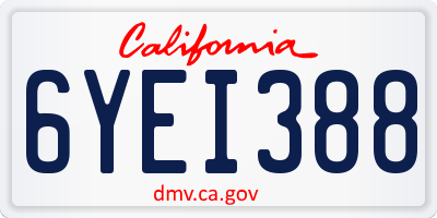 CA license plate 6YEI388