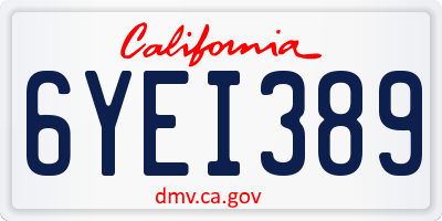 CA license plate 6YEI389