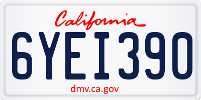 CA license plate 6YEI390