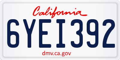 CA license plate 6YEI392
