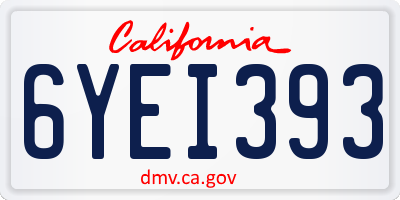 CA license plate 6YEI393