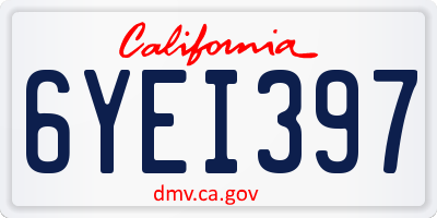 CA license plate 6YEI397