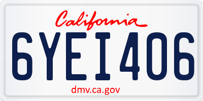 CA license plate 6YEI406