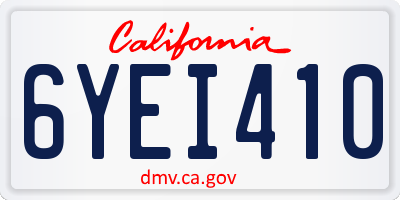 CA license plate 6YEI410