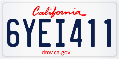 CA license plate 6YEI411