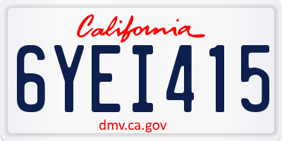 CA license plate 6YEI415