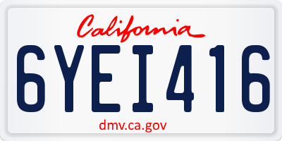 CA license plate 6YEI416
