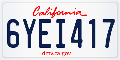 CA license plate 6YEI417