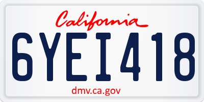 CA license plate 6YEI418