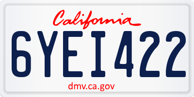 CA license plate 6YEI422
