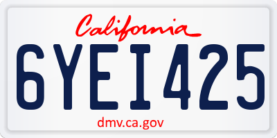 CA license plate 6YEI425