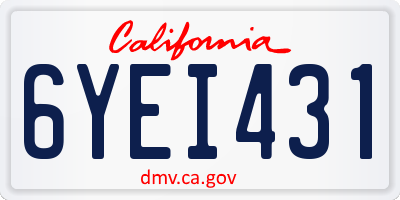CA license plate 6YEI431