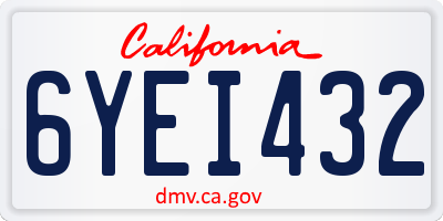 CA license plate 6YEI432