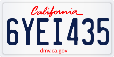 CA license plate 6YEI435