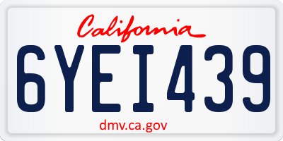 CA license plate 6YEI439