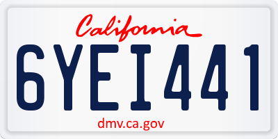 CA license plate 6YEI441