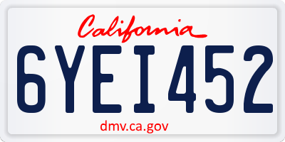 CA license plate 6YEI452