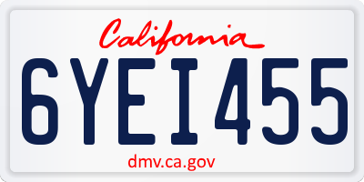 CA license plate 6YEI455