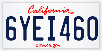 CA license plate 6YEI460