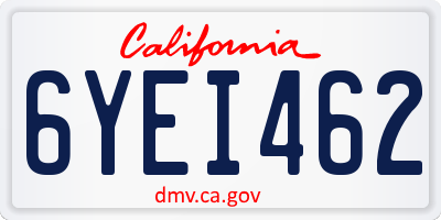 CA license plate 6YEI462