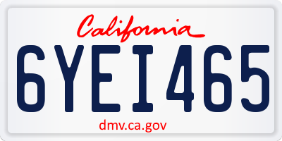 CA license plate 6YEI465