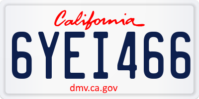 CA license plate 6YEI466