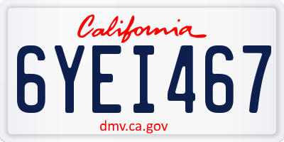 CA license plate 6YEI467