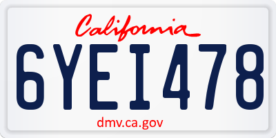 CA license plate 6YEI478