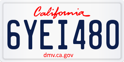 CA license plate 6YEI480