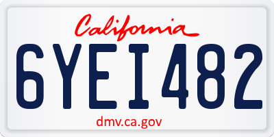 CA license plate 6YEI482