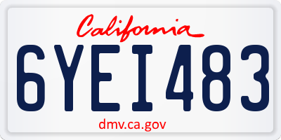 CA license plate 6YEI483